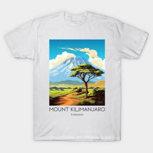 A Pop Art Travel Print of Mount Kilimanjaro - Tanzania T-Shirt